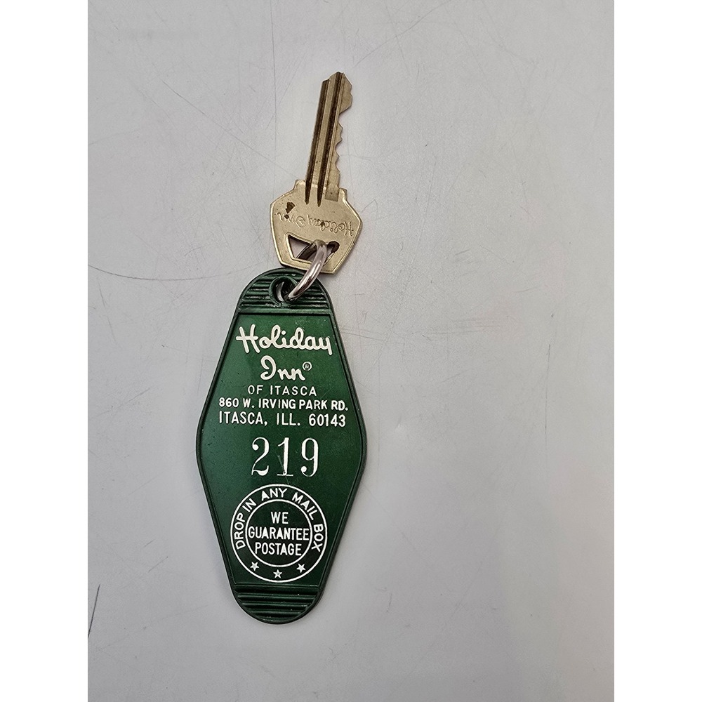 Vintage Holiday Inn Itasca IL Hotel Room Key Fob 219 Chicago West Illinois Retro
